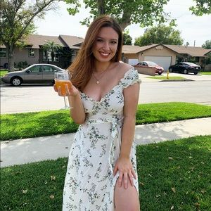 White floral off the shoulder midi dress🤍🌼